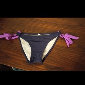 Blue with purple ties bikini bottom